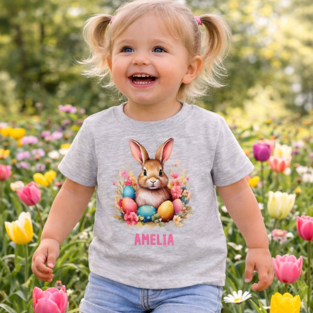 Camiseta Para Bebê Coelhinho da Páscoa Fofo com Óculos (Criador carregado)