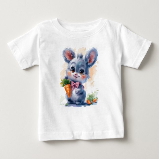 Camiseta Para Bebê Coelhinho de Água Doce com Cenoura (Frente)