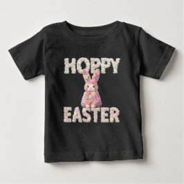 Camiseta Para Bebê Coelhinho de Flor Doce Festa de Páscoa