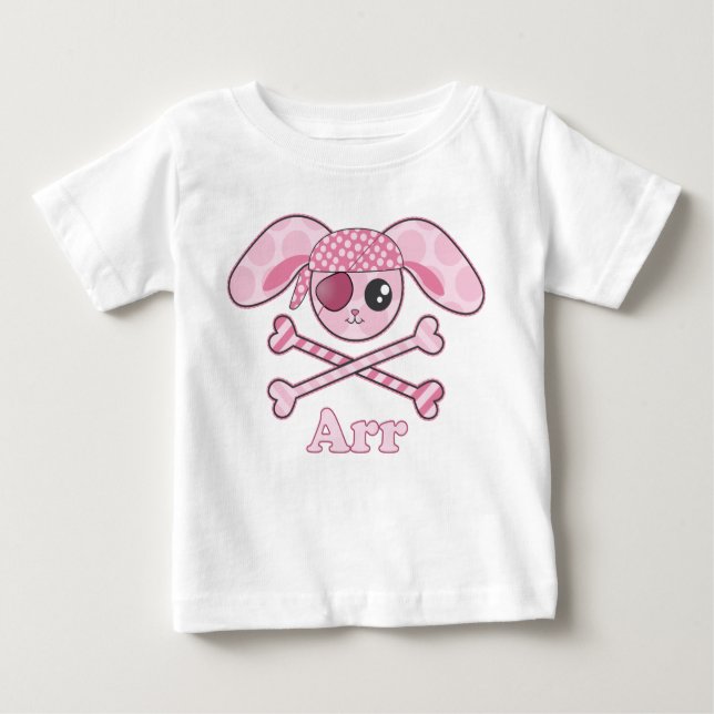 Camiseta Para Bebê Coelhinho de Kawaii Pirata (Frente)
