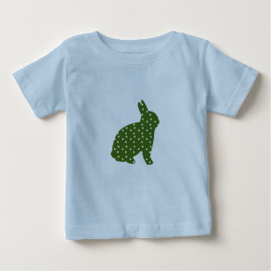 Camiseta Para Bebê Coelhinho de Páscoa bonito verde-oliva com manchas