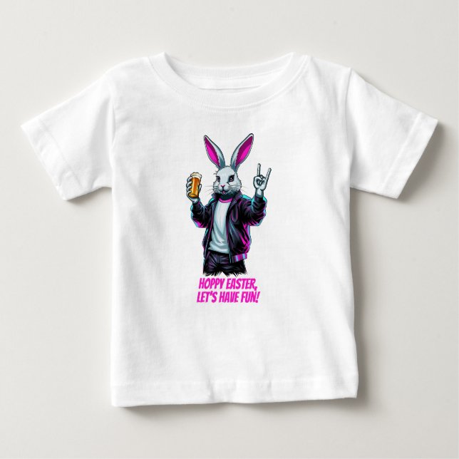 Camiseta Para Bebê Coelhinho de Páscoa ruim! Páscoa Hoppy, vamos nos  (Frente)