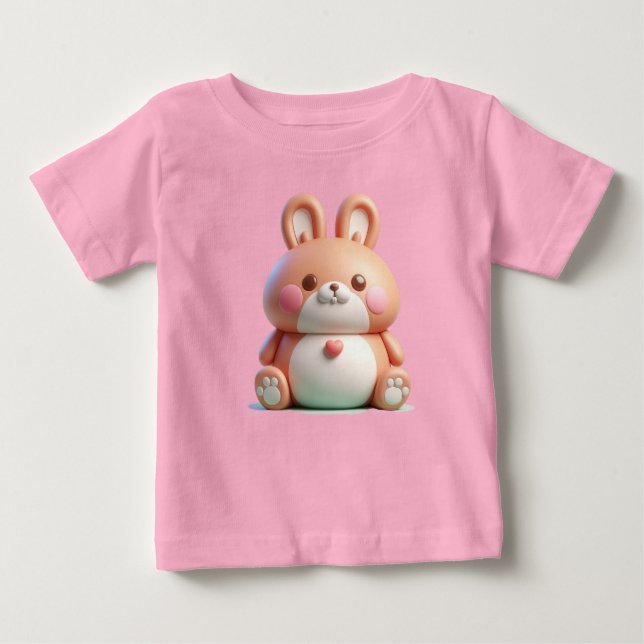 Camiseta Para Bebê Coelhinho Encantado na Pose Whimsical (Frente)