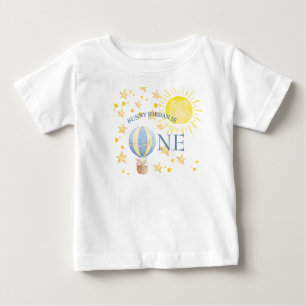 Camiseta Para Bebê Coelhinho Fazendo Um Ano ao Redor do Sol Meninos 1