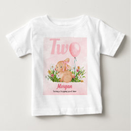 Camiseta Para Bebê Coelhinho Fofo Completa Dois Aniversário de 2 anos