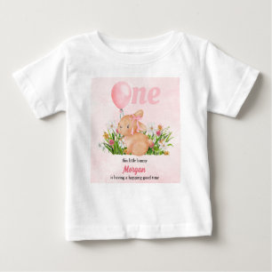 Camiseta Para Bebê Coelhinho Fofo Completa Um Aniversário de 1 Ano da