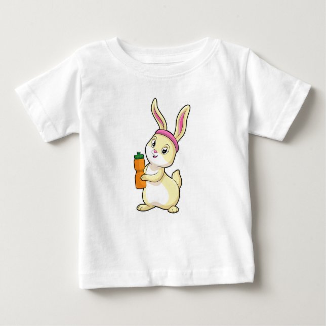 Camiseta Para Bebê Coelhinho na Malhação com garrafa de Bebendo (Frente)