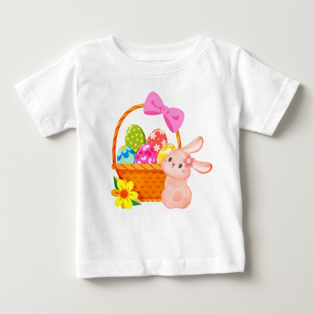 Camiseta Para Bebê Coelhinho simples de Páscoa doce (Frente)