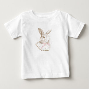 Camiseta Para Bebê Coelhinho Vintage Rosa Algum Coelhinho Está Fazend