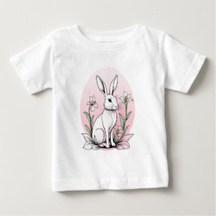 Camiseta Para Bebê Coelhinhos bonitos e lírios