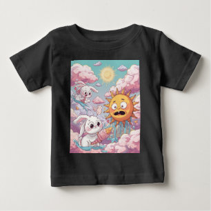 Camiseta Para Bebê Coelhinhos Fofos Esfriando o Sol Derretido Cartoon