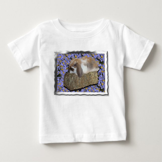 Camiseta Para Bebê Coelho Adorável Bebê Lop em Fardo Mini (Frente)