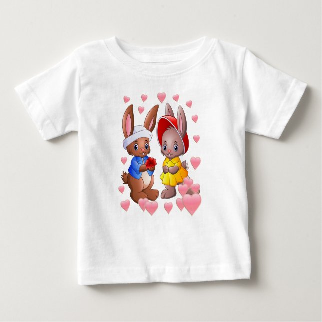 Camiseta Para Bebê Coelho amor (Frente)