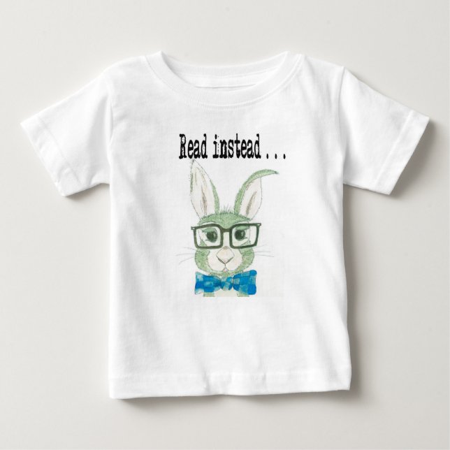 Camiseta Para Bebê Coelho anca da leitura (Frente)