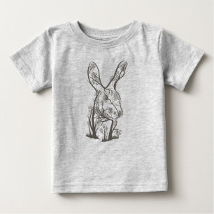 Camiseta Para Bebê Coelho Artístico Natureza Animal Bunny Tree