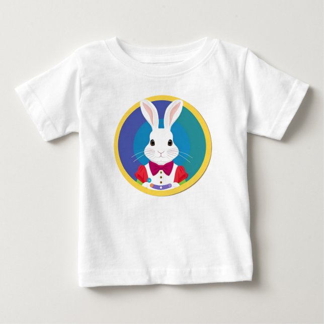 Camiseta Para Bebê Coelho Branco Fofo (Frente)