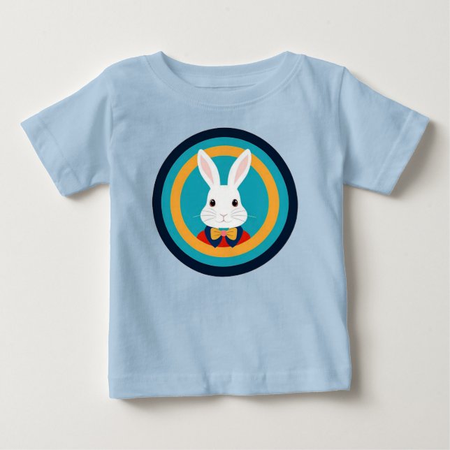 Camiseta Para Bebê Coelho Branco Fofo (Frente)
