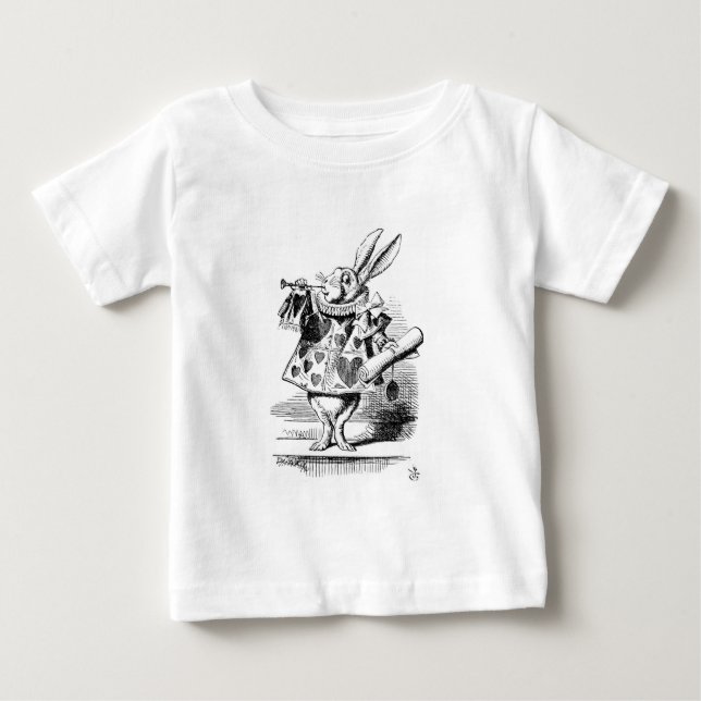 Camiseta Para Bebê Coelho branco vestido como o arauto (Frente)