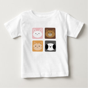 Camiseta Para Bebê Coelho, Cão, Gato e Urso