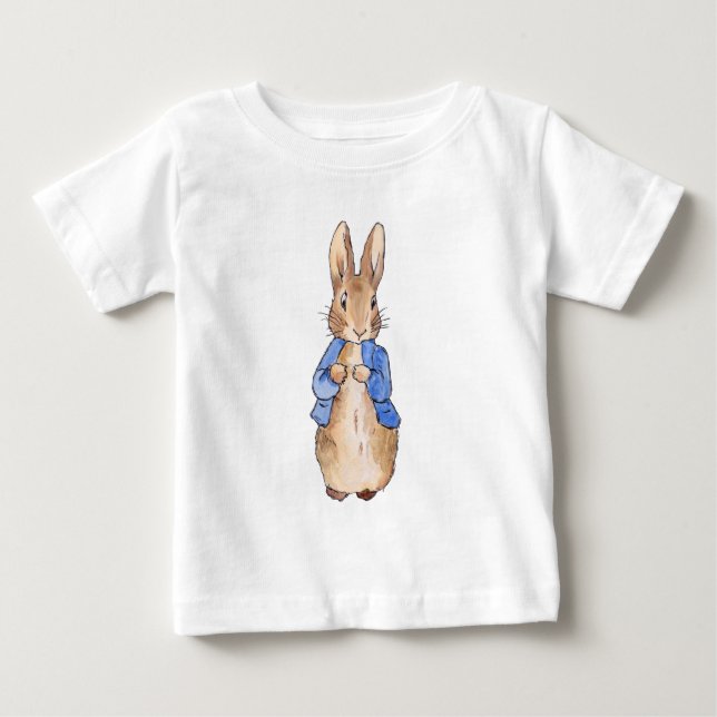 Camiseta Para Bebê Coelho clássico em jaqueta azul (Frente)