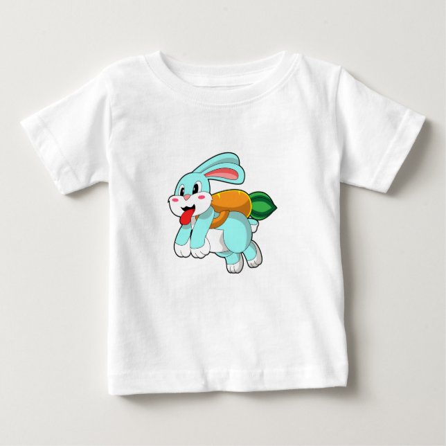 Camiseta Para Bebê Coelho com Cenoura como Foguete (Frente)