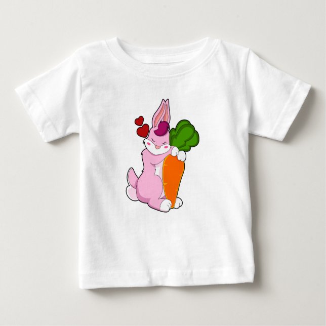 Camiseta Para Bebê Coelho com Cenoura e Coração (Frente)