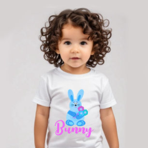 Camiseta Para Bebê Coelho com flores