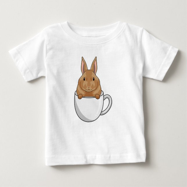 Camiseta Para Bebê Coelho com Xícara de Café (Frente)
