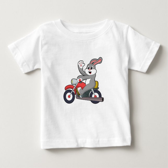 Camiseta Para Bebê Coelho como Biker com motocicleta.PNG (Frente)