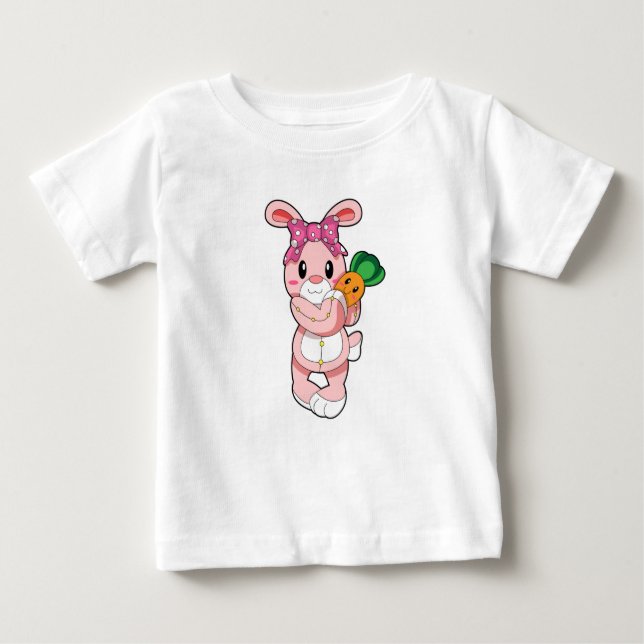 Camiseta Para Bebê Coelho como brinquedo (Frente)