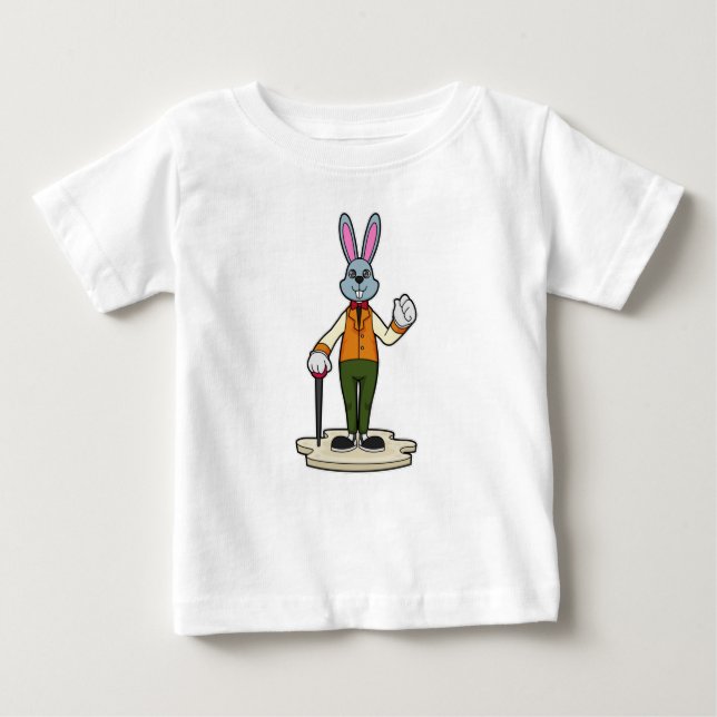 Camiseta Para Bebê Coelho como Cavalheiro com Bengala (Frente)