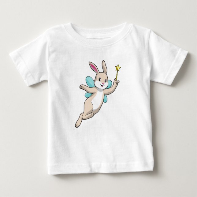 Camiseta Para Bebê Coelho como Fada com varinha mágica (Frente)
