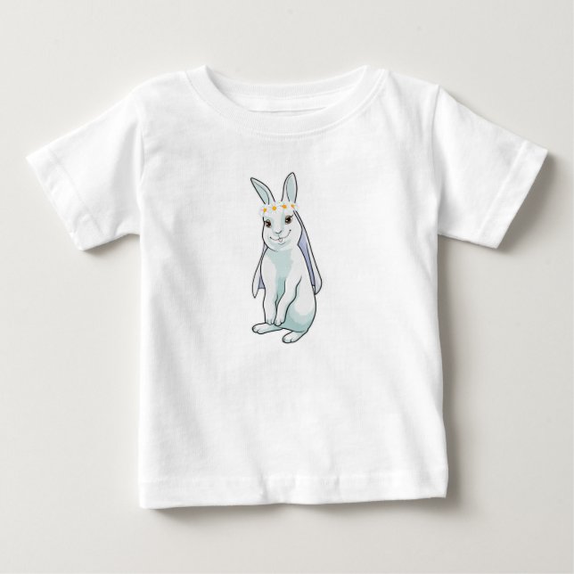 Camiseta Para Bebê Coelho como Noiva com Grinalda de flores (Frente)