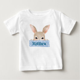 Camiseta Para Bebê Coelho da Páscoa azul em aquarela para meninos 