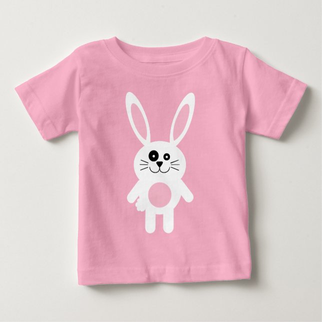 Camiseta Para Bebê Coelho da Páscoa Branca (Frente)