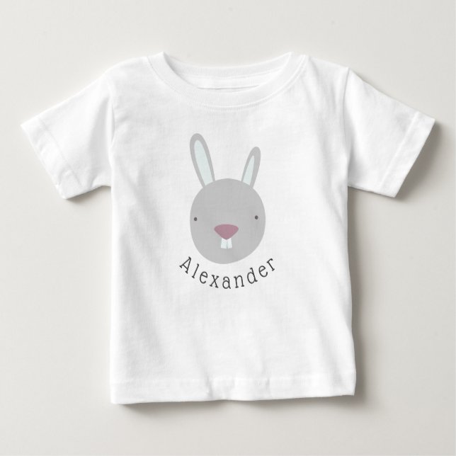 Camiseta Para Bebê Coelho de Cute de Nome Personalizável (Frente)