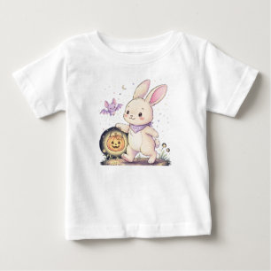 Camiseta Para Bebê Coelho de Halloween Fofo com Lanterna de Abóbora e