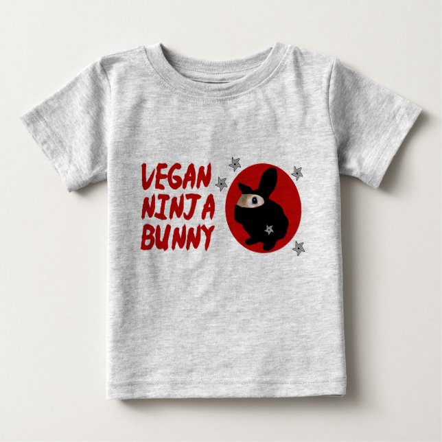 Camiseta Para Bebê Coelho de Ninja do Vegan (Frente)