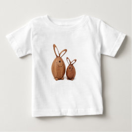 Camiseta Para Bebê Coelho de Páscoa bonitinho de madeira