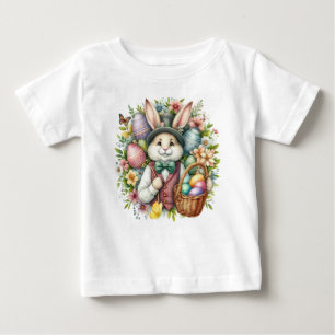Camiseta Para Bebê Coelho de Páscoa Fofo Vintage/Clássico