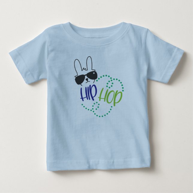 Camiseta Para Bebê Coelho de Páscoa Hip-Hop (Frente)