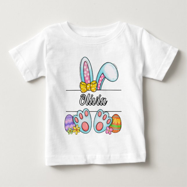 Camiseta Para Bebê Coelho de Páscoa Olivia (Frente)