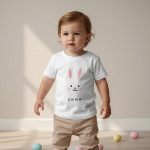 Camiseta Para Bebê Coelho de Páscoa Personalizado Nome Personaliza