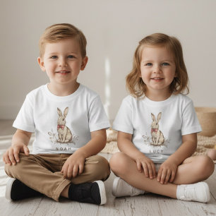 Camiseta Para Bebê Coelho de Páscoa Personalizado Nome Personalizado