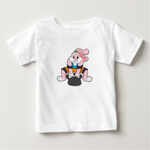 Camiseta Para Bebê Coelho em Malhação com Dumbbell.PNG