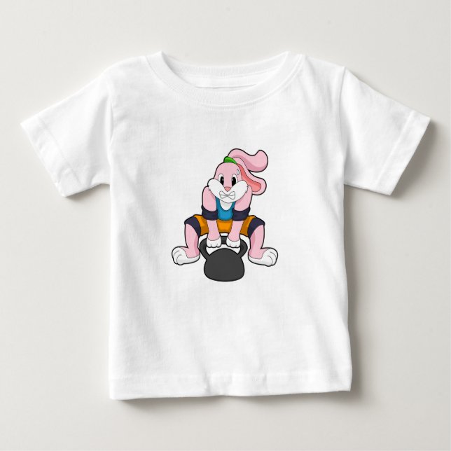 Camiseta Para Bebê Coelho em Malhação com Dumbbell.PNG (Frente)