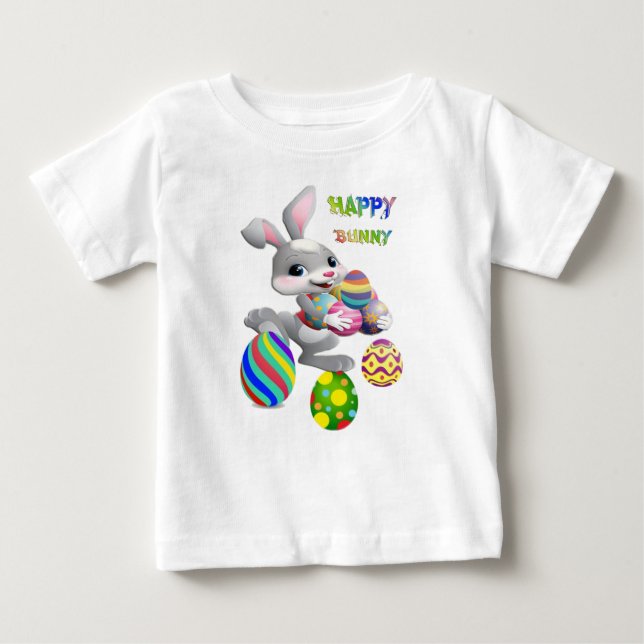 Camiseta Para Bebê Coelho Feliz  (Frente)