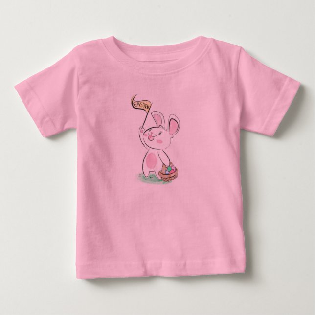 Camiseta Para Bebê Coelho Feliz da Páscoa (Frente)