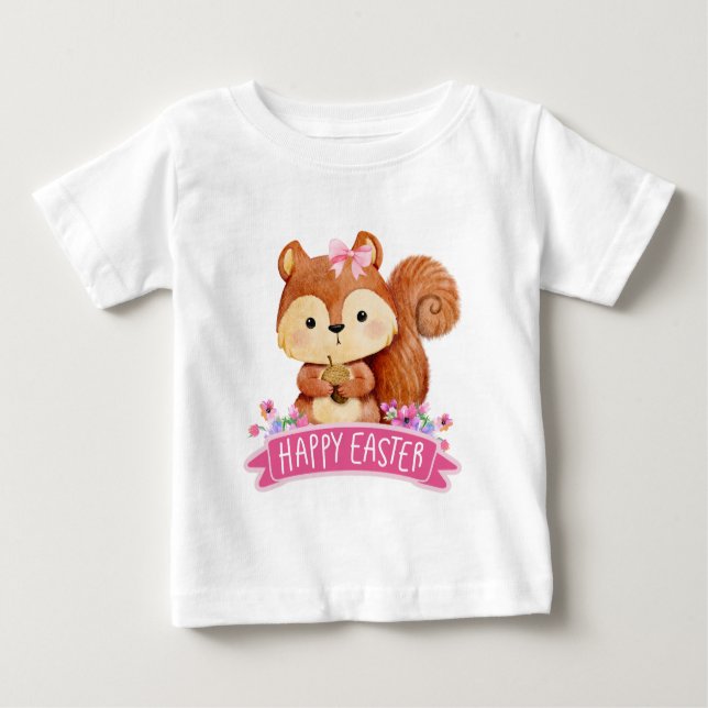 Camiseta Para Bebê Coelho Feliz Páscoa  (Frente)