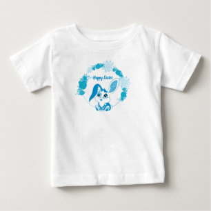 Camiseta Para Bebê Coelho Feliz Páscoa Azul Kawaii
